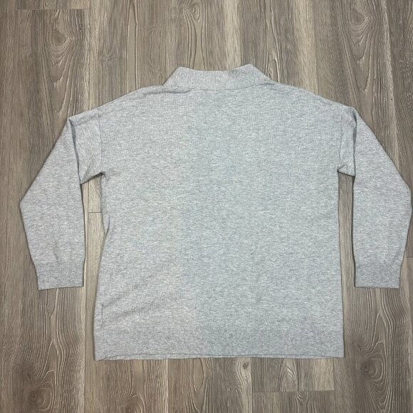 Gap Gray Knit V Neck Sweater Merino Blend Cozy Minimalist L - Picture 4 of 6